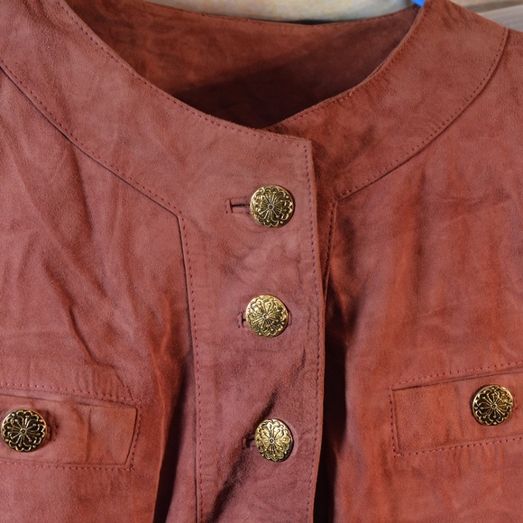 Rose Suede Shammy Soft Leather Jacket and Skirt SZ 36/38 - Picture 1 of 6